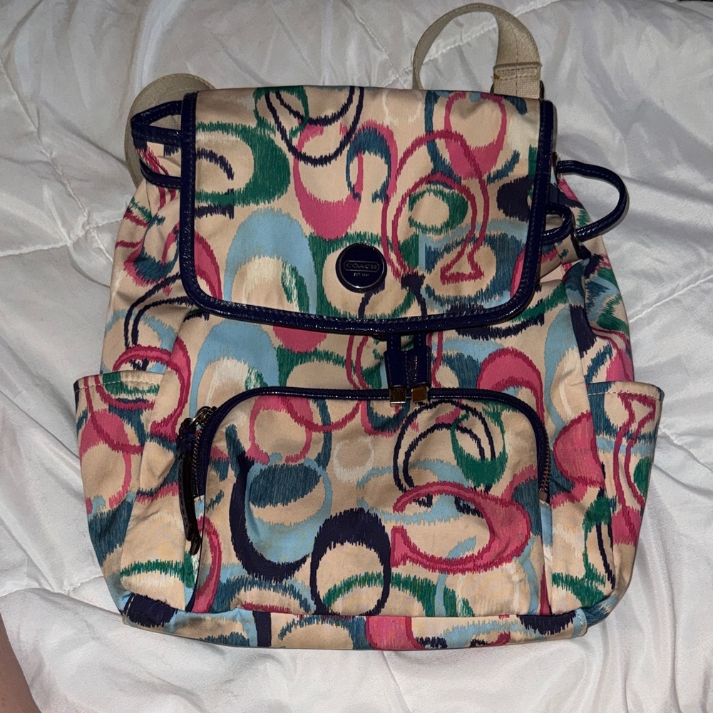 Vintage Ikat Coach Multicolor Abstract Backpack